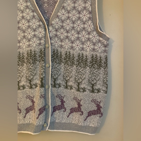 Northern reflections sweater vest vintage winter trees deer - Picture 3 of 7